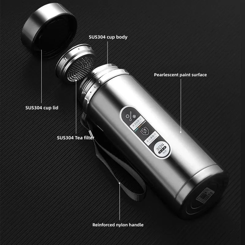 Stainless Steel, Vacuum Bottle, LED Temperature, Tea, Water, Portable